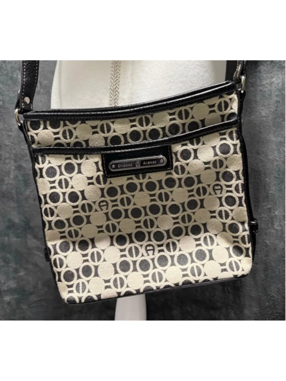EUC Eitenne Aigner Signature Monogram Canvas Crossbody Handbag